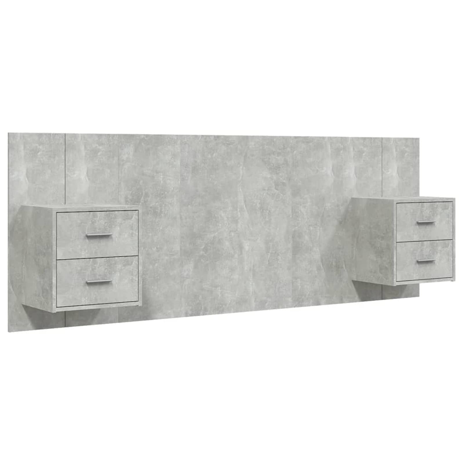 Gecheer Cabezal + 2 Mesitas de Noche, Cabecero y Mesitas Cabecero de Cama con mesitas Madera contrachapada Gris hormigón,Medidas Cabezal: 120 x 1,5 x 80 cm Juegos de Muebles de Dormitorio