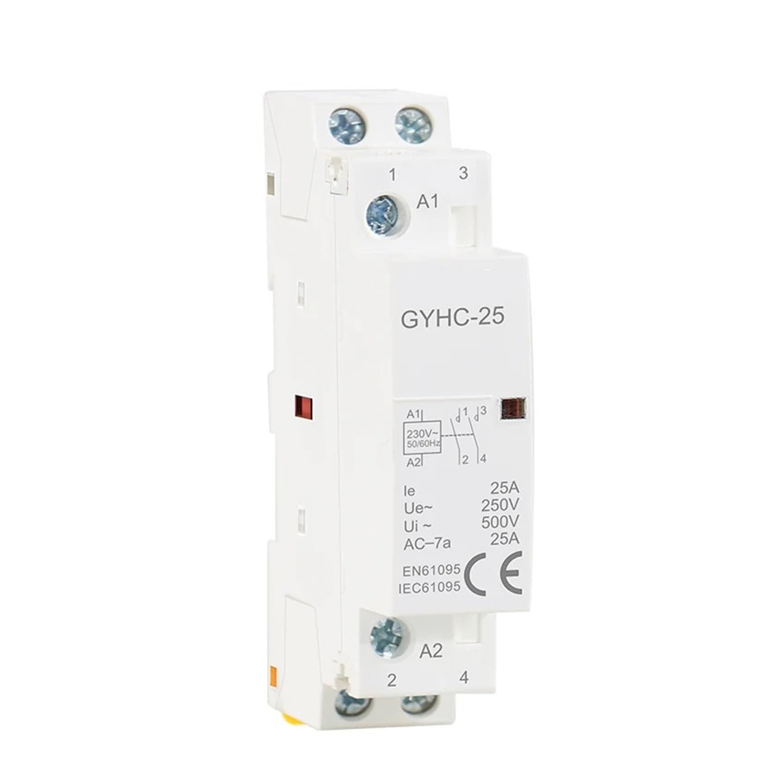 JJHQOKYNA Rail-Type Household Modular contactor 2P 16A 20A 25A 2NC 2NO 1NO1NC 50/60Hz Automatic AC