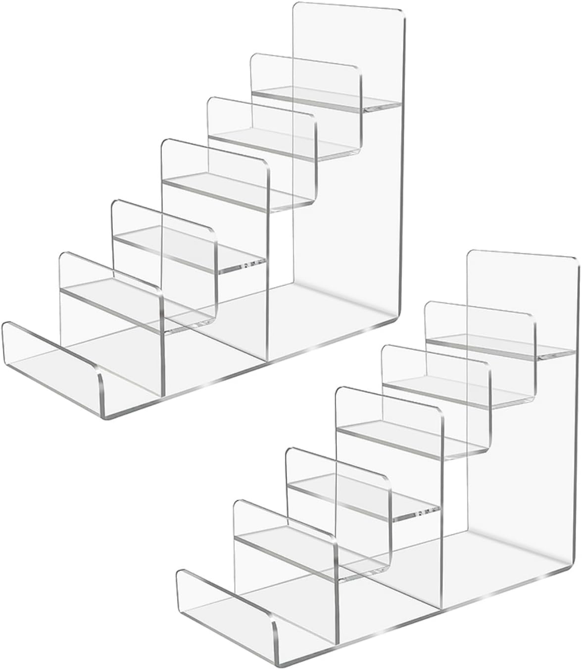 Acrylic Wallet Display Stand Purse Handbag Organizer, Clear Jewelry Riser Display Stand Purse Display Rack, Acrylic Display Shelf for Cosmetic Perfume Jewelry Sunglasses Handbag (2 PCS-6 Tier)