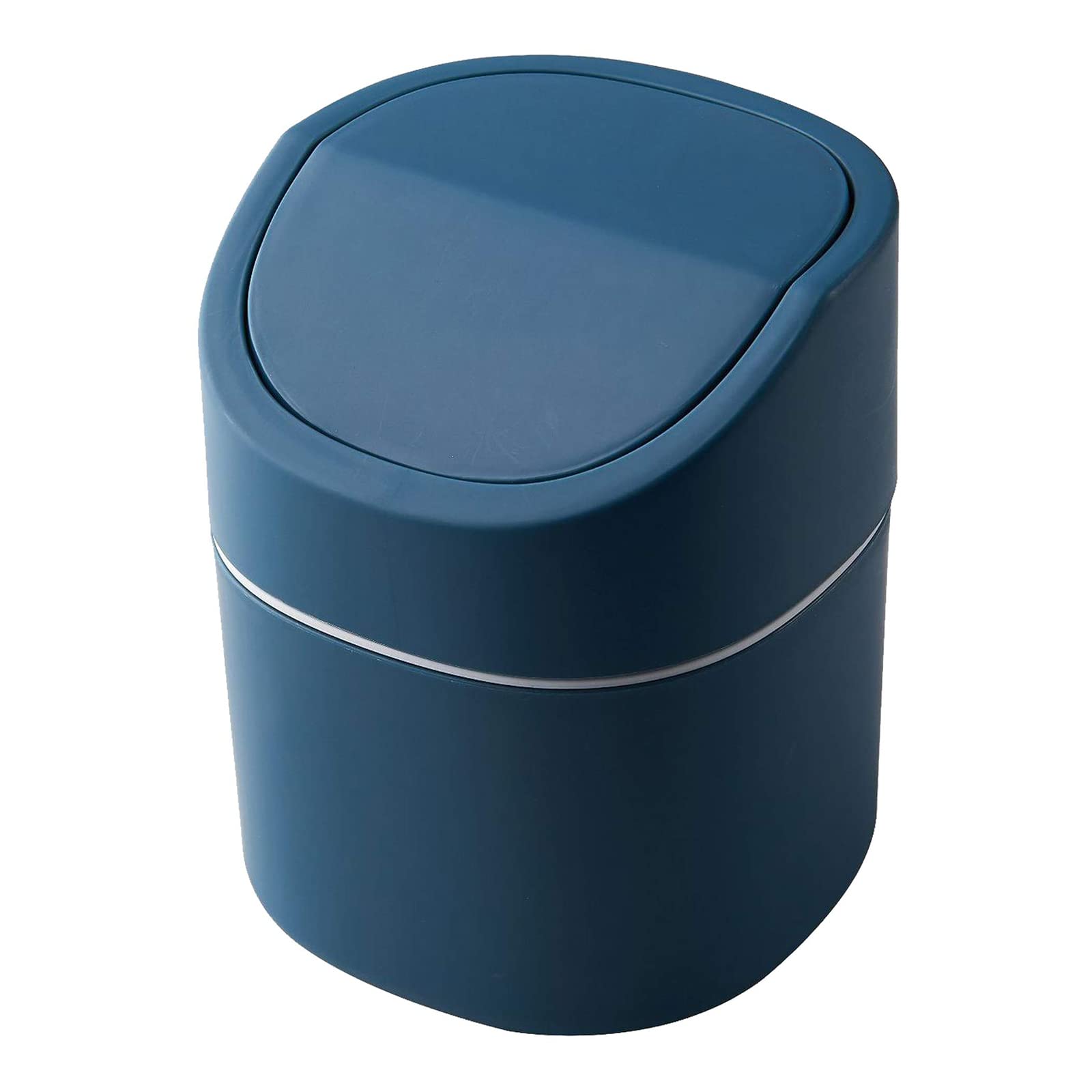 LtyTz Mini Trash Can with Lid Desk Small Trash Can for Bathroom Vanity, Desktop, Tabletop or Coffee Table - Dispose of Cotton Rounds, Makeup Sponges, Tissues; 2 Liter (Square Swing - Blue)