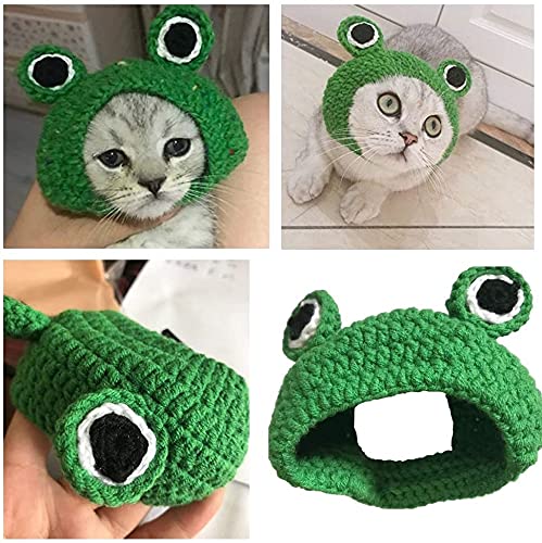 Bonaweite Pet Hat, Dog Cat Handmade Knitted Woolen Yarn Frog Cap, Grooming Accessories Apparels Puppy Teddy Cartoon #TOP2
