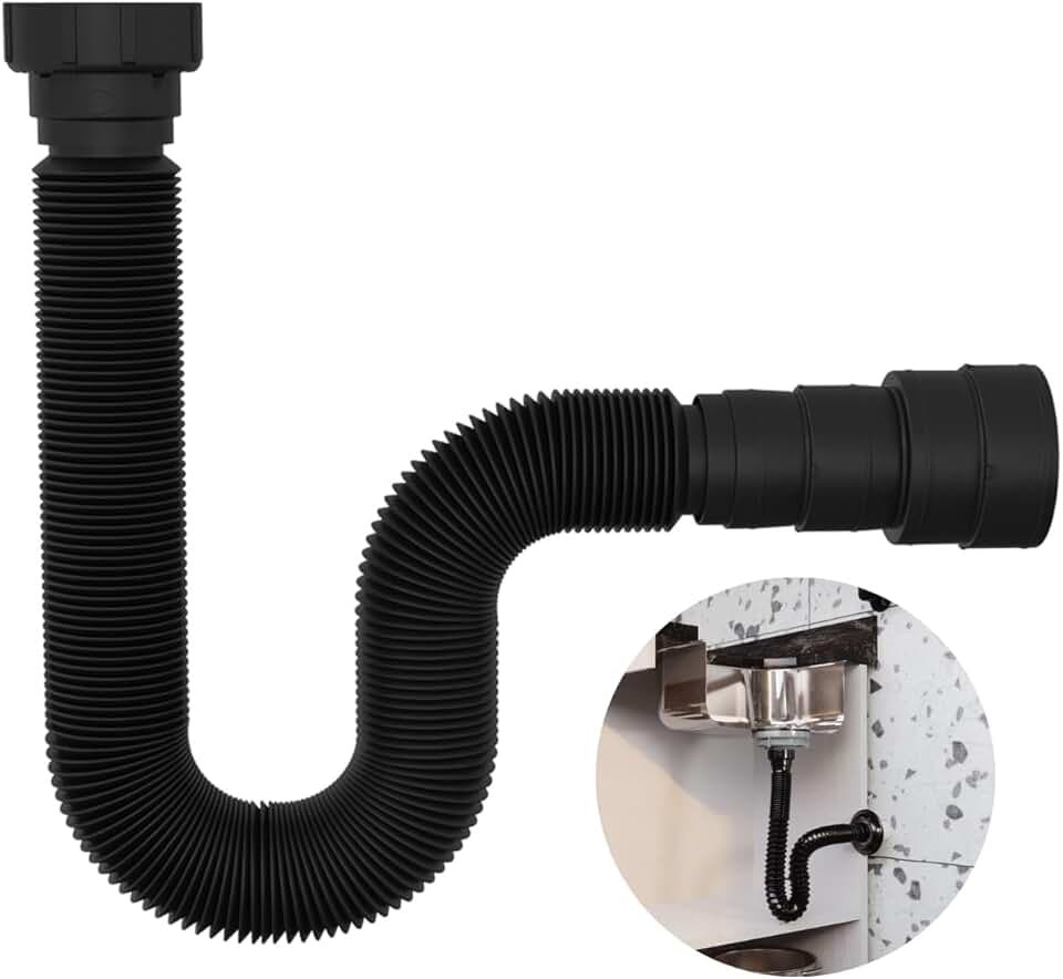 Sifão Sanfonado Universal 73cm Preto | Valeplast