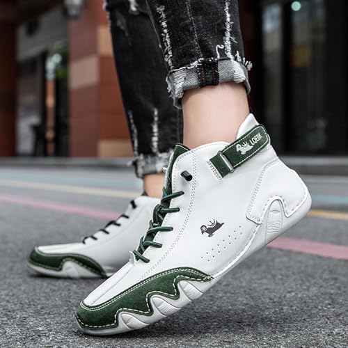 Casual Leather Boots for Women Men Non-Slip Breathable Orthopedic Sneakers,Lightweight Suede Lace Up Waterproof High Boots,Outdoor Fashion Walking Shoes with Arch Support3