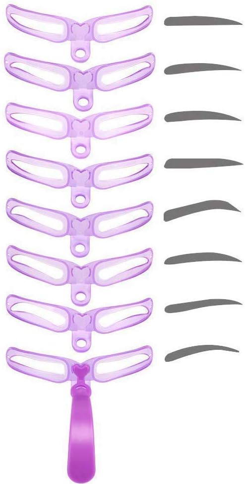 Frackson Eyebrow Stencil 8 Styles Eyebrow Template Eyebrow Shaping Washable Reusable Template with Handle and Strap