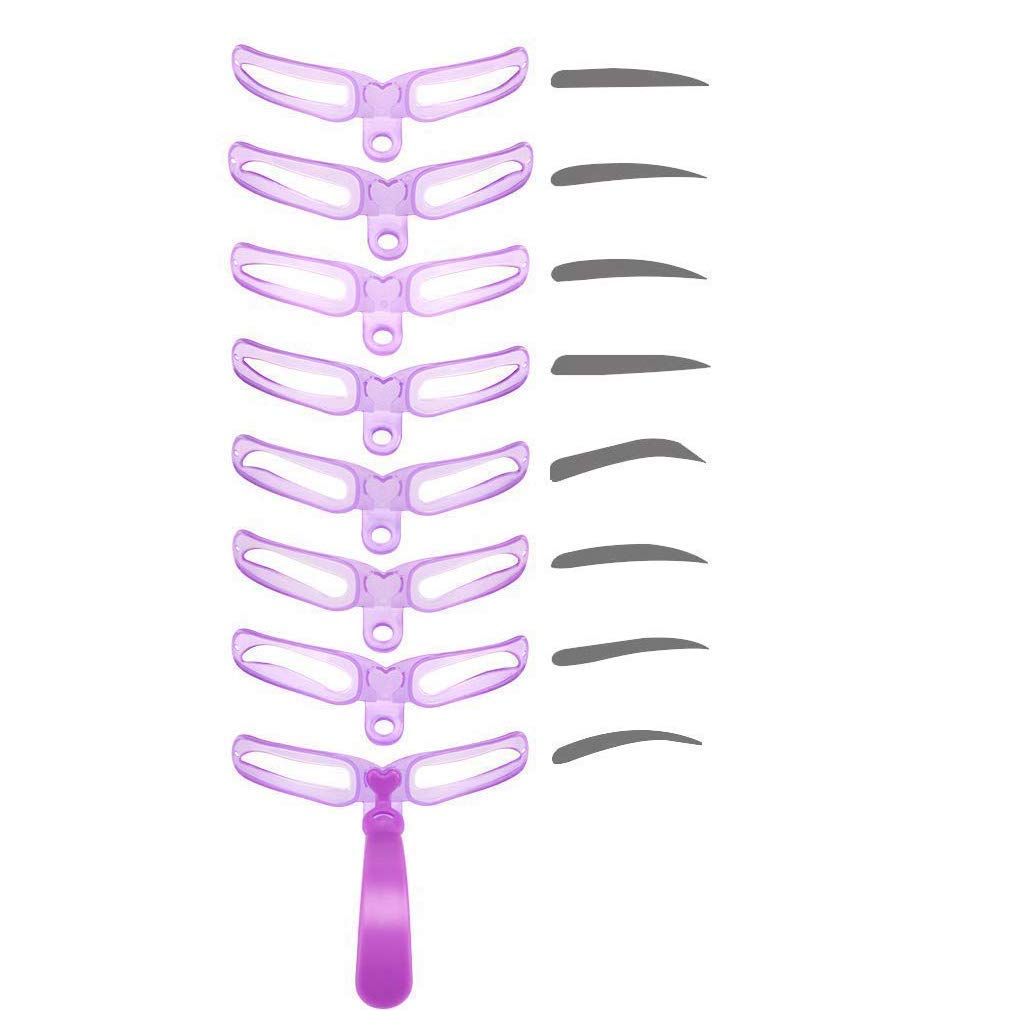 Frackson Eyebrow Stencil 8 Styles Eyebrow Template Eyebrow Shaping Washable Reusable Template with Handle and Strap