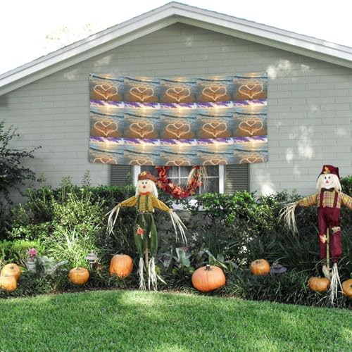 MINDBBDFJ Beach Love Print Banners And Signs For Outdoor/Indoor,Personalized Banner Customizable Parties Halloween Banner (180x90cm)3