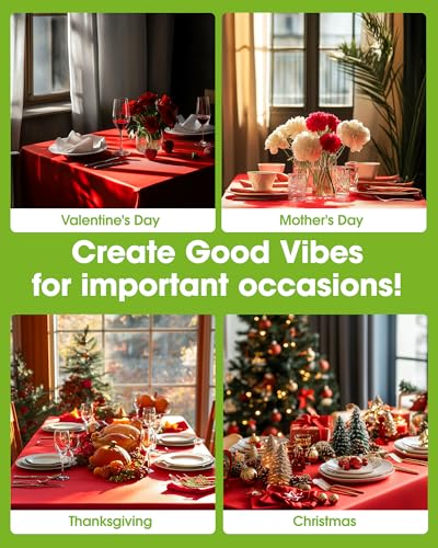 Image of Pureegg Plastic Table Cloth Disposable 8 Pack, 54 x 108 Inch Table Cloths, Valentines Day, Thanksgiving, Christmas Decorations, Fall Tablecloths, Rectangle, Plastic Cover, Leakproof & Sturdy, Red