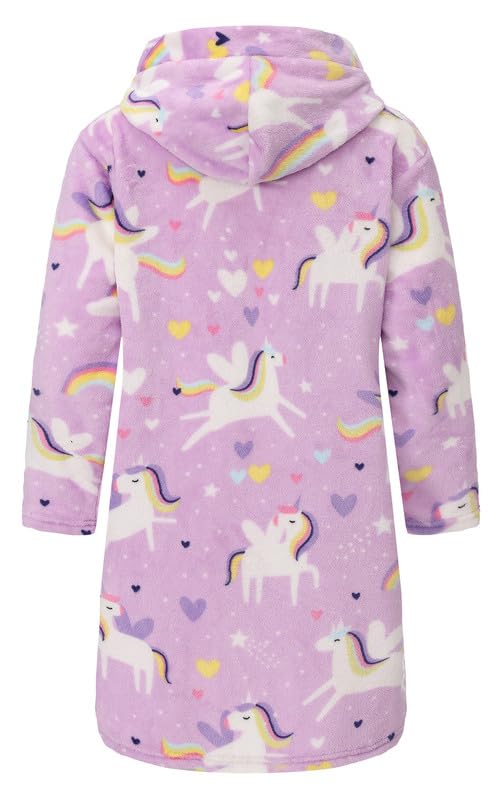 Image of Girls Soft Fleece Robes Plush Hooded Bathrobes Sleepwear for Kids 2-16 Years