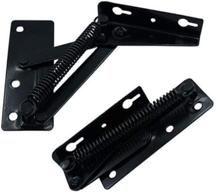 2 Pieces 80 Degree Foldable Lifting Bracket, Black Spring Hinges are widely Used in Sofa Hinge Lifters, Furniture Storage Support Hinges