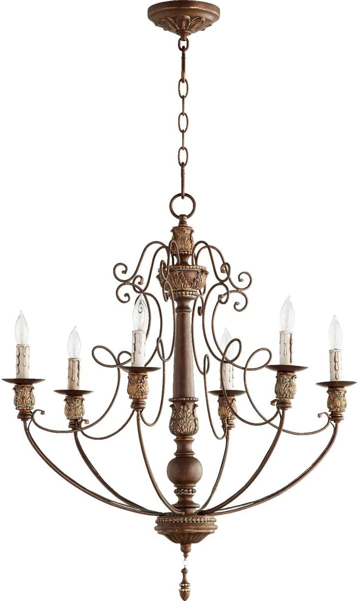 Quorum 6106-6-39 Traditional Six Light Chandelier from Salento Collection in Copper Finish,