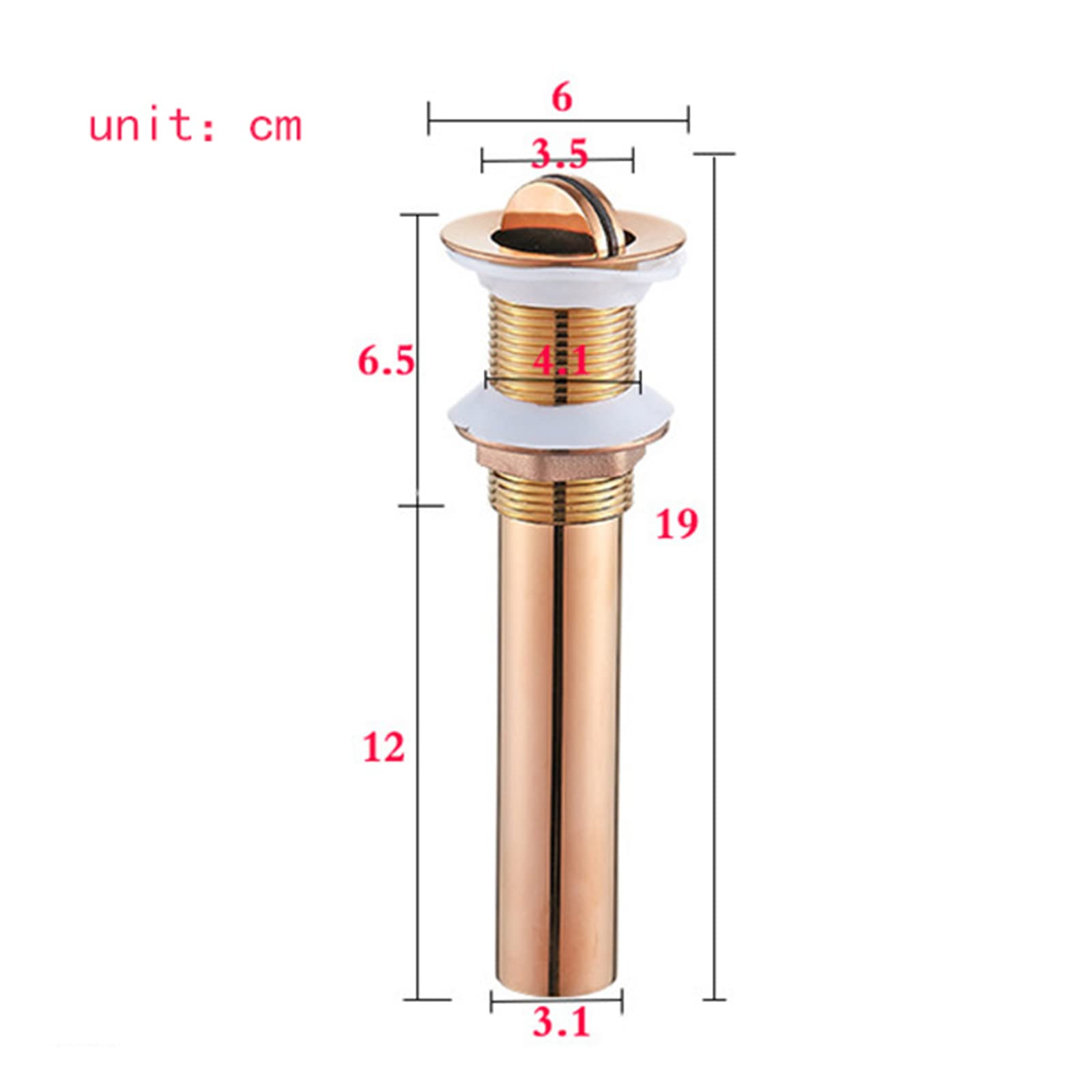 Ablaufgarnitur Waschbecken Pop Up,Roségold,Ablaufgarnitur Pop Up,Universal Ablaufgarnitur Waschbecken,Kein Überlaufloch,Messing-Korrosionsschutz- Und Frostschutz-Ablauf,Roségold C