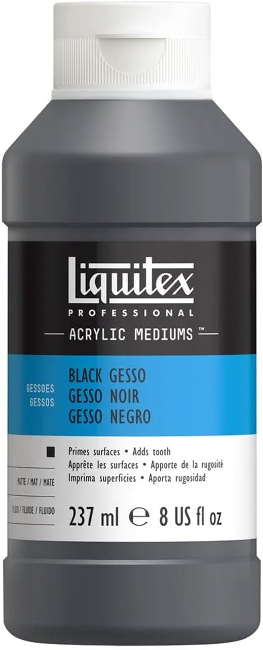 5320251 Professional Black Gesso Surface Prep Medium, 237 ml