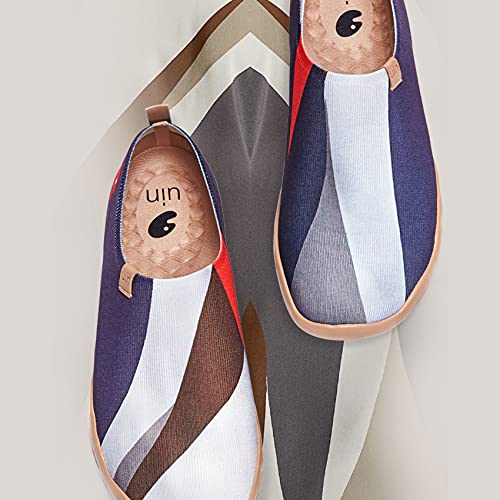 UIN Men's Casual Walking Travel Shoes Slip On Knitted Loafers Lightweight Comfort Air Painted Fashion Sneaker Long Journey (9.5)2