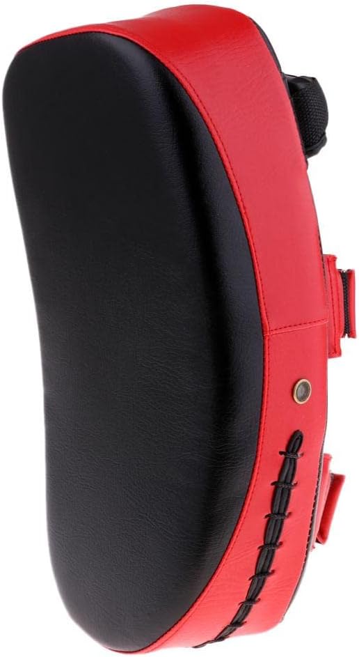 Premium PU Boxing Strike Target Pad - High Density EVA Sponge Padding, Adjustable Arm Band - Suitable for MMA, Kickboxing, Adults and Kids - Black, Blue, Golden - Red