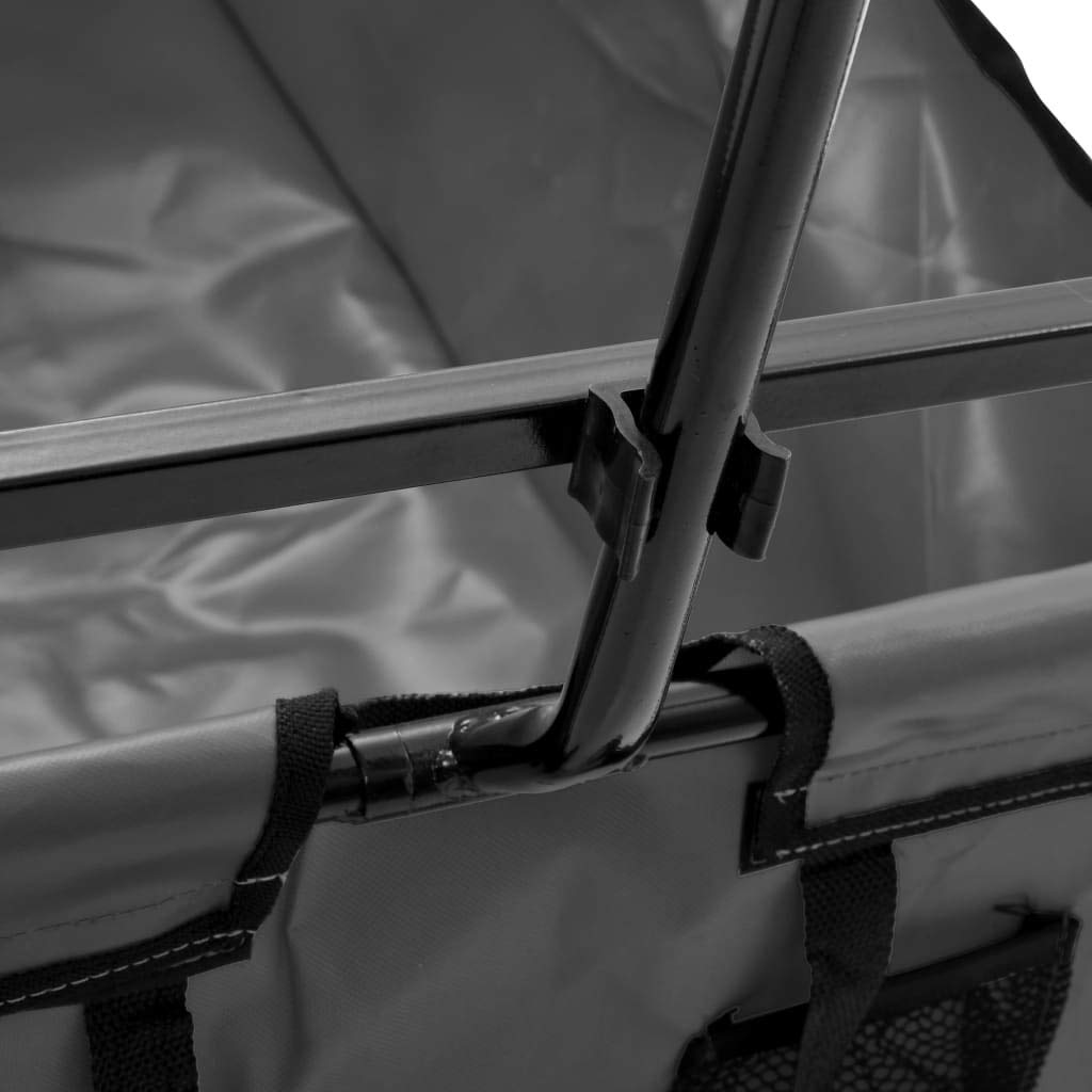Carrello pieghevole in acciaio con portata di 75 kg, ruote anteriori girevoli a 360° e maniglia imbottita per un facile trasporto di carichi in giardino o in casa.