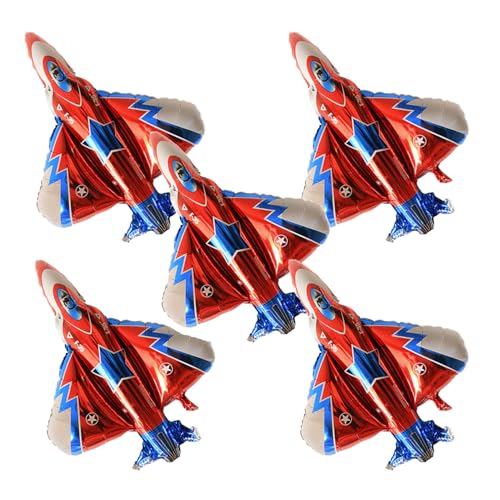 5PCS Airplane Foil Balloons Fighter Jet Airplane Ballons Airplane Shaped for Baby Shower Kids Boys Birthday Party Supplies Decorations