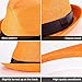 LADYBRO Summer Orange Straw Trilby for Men 1920s Short Brim Fedora Hat Beach Travel 7 1/4