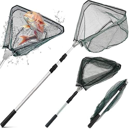 Fishing Landing Net Telescopic, Foldable Carbon Fiber Portable for Freshwater & Saltwater Catch & Release, Non-Snag, Fish Net for Trout Bass and More