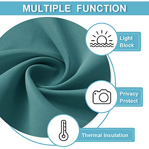 RYB HOME Bedroom Window Curtains, Heat Cold Insulated Drapes for Energy Cost Saving Washable Curtain Set for Living Room Family Engagement Bathroom Sunroom, 42 x 54 inches Long, Teal, 1 Pair