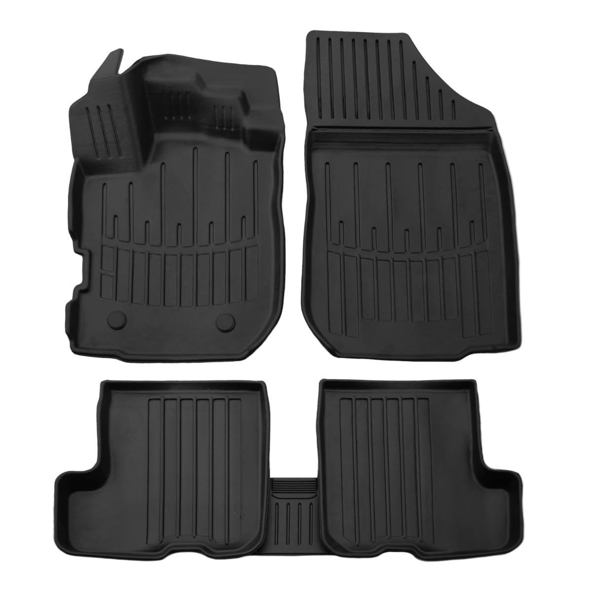 | Alfombrillas de Goma Premium 3D compatibles con Sandero 2012-2020, Sistema de fijación, Borde Alto, Negro, Antideslizante, fácil de Limpiar, Todas Las Estaciones