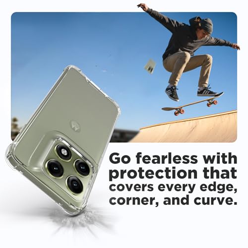 Image of RIGGEAR Shockproof Clear Hybrid Airbag Armor Back Cover Case Compatible with Motorola Moto Edge 70 Pro /Edge 70 Pro Plus 5G (Transparent PC with TPU Bumper)