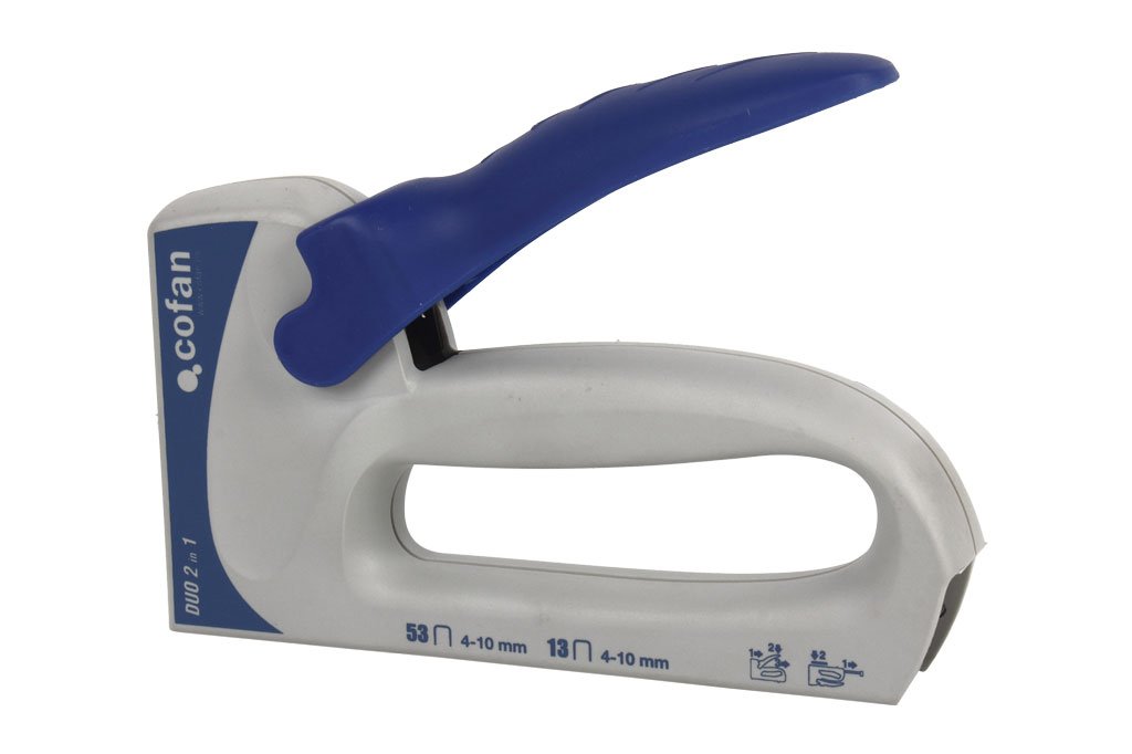 Cofan Grapadora manual dúo | Para grapas nº 53 y nº 13 de 4, 6, 8 y 10 mm de longitud | Resistentes al desgaste e ideales para fijar materiales
