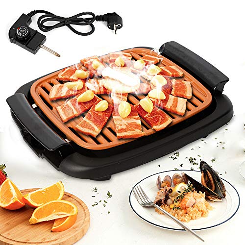 OUKANING Smokeless Grill BBQ Smokeless Grill Set Electric Thermal Grill Plate Fast Temp 0-125°C