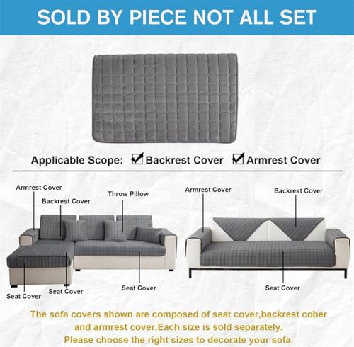 FASCINATDECO Sofa Überzug, Weiche Flanell Sofa Sitzkissenbezug, Sofaschoner rutschfest, Sofabezug 1 2 3 Sitzer Couch überzug für Wohnzimmer, Sofaüberwürf L Form Sofaschutz (Grau,70x70cm)