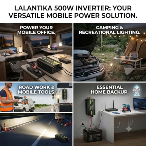 Image of 500W Power Inverter | 12V DC to 220V AC Modified Sine Wave Converter with USB Port | Portable Inverter for Car, RV, Camping, Travel & Outdoor Use