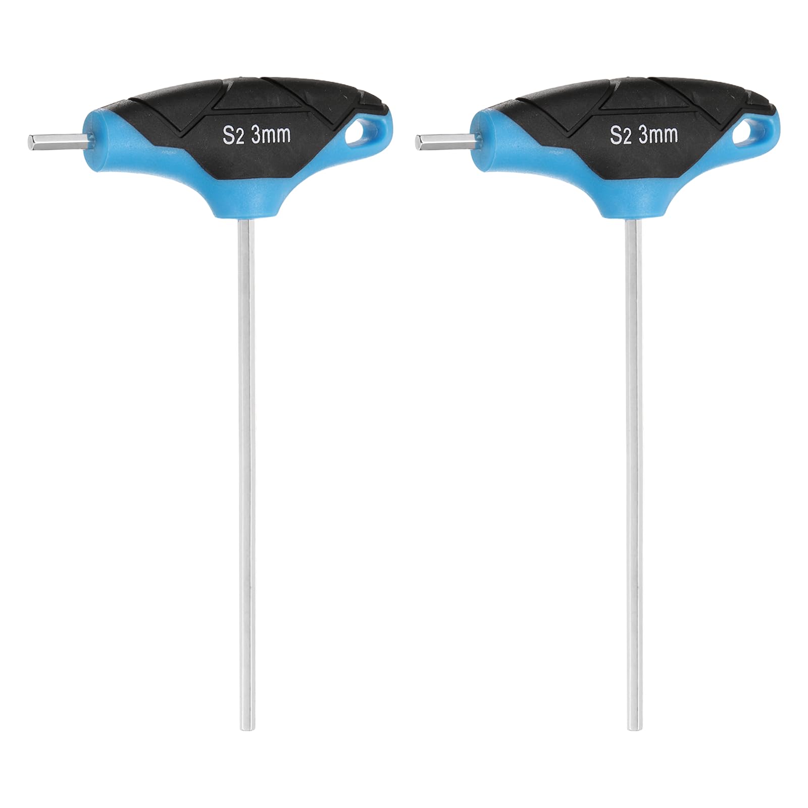 HARFINGTON 2pcs T-Handle Hex Key Wrench 3mm 125mm Long Metric S2 Steel T-Key Inner Hexagon Wrenches Spanner Repair Tool for Automotive Household Maintenance, Blue Black