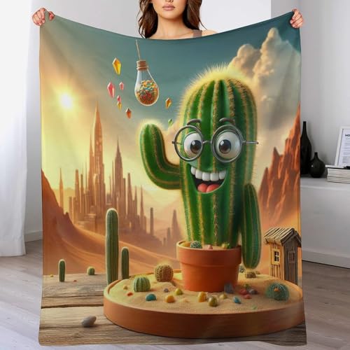 Couverture flannel de qualité supérieure avec relief 3D cactus, douceur douce 180x200cm - 2