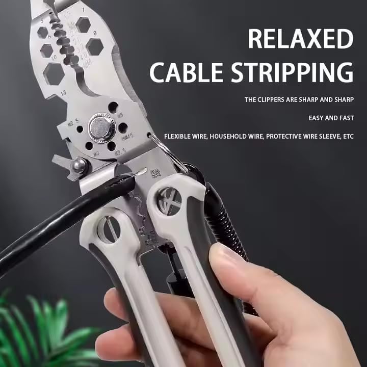 Image of All in 1 Multifunction Stainless Steel Wire Stripper /Wire Crimping Tool, Wire Cutter, Wire Crimper, Cable Stripper, Wiring Tools and Multi-Function Hand Tool (12 IN 1)