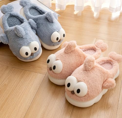 Cotton Slippers for Women Warm Cute Soft Thick-Soled Home Animal Slippers 2025 with Big Eyes for Men Winter2