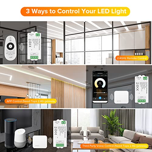 Image of SEZO C02RF CCT LED Controller for PWM COB 5050SMD CCT(+ CW WW) 2700K-6500K LED Strip Color Temperature Adjustment Compatible with RC02RFB WR02RF Remote DC5-24V (Not Remote /Gateway)