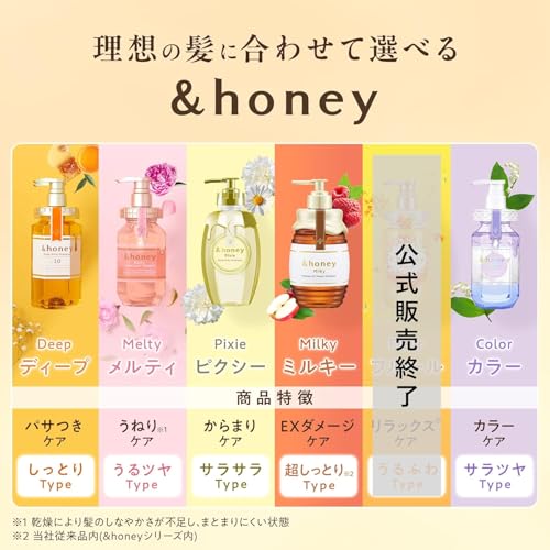 Image of &honey Deep Moist 1.0 Shampoo + Deep Moist 2.0 Treatment Combo | Japanese Honey Moisturizing Hair Care Set | Japan Import