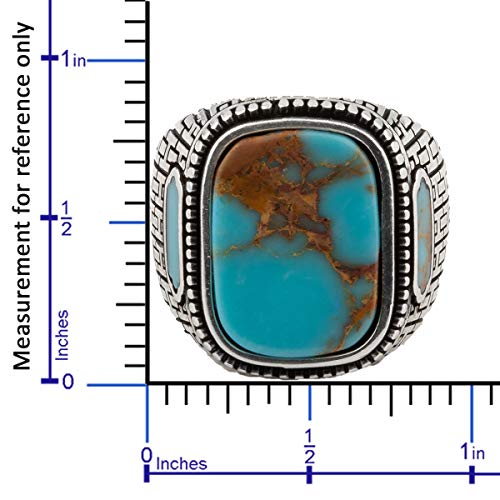 Chicotta Men's Sterling Silver Statement Ring With Large Antique Turquoise Gemstone (10) #TOP3