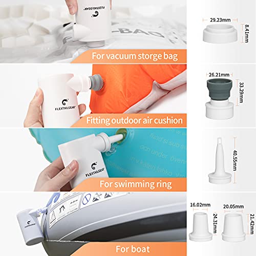 Flextailgear Evo Electric Air Pump With Rechargeable Battery Powered Portable Mini Air Mattress Pump 4.5 Kpa High Pressure For Swimming Ring, Boat, Pool Inflatables, Bed Mattress, Camping (Orange) #TOP5