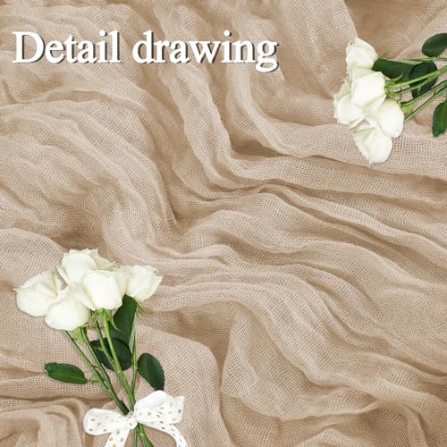 Newthinking 4 Packs Cheesecloth Table Runner, 10ft Cream Cheesecloth Table Runner, Rustic Gauze Fabric Table Runner for Wedding Table Decoration Holiday Party, 90X300CM - Cosy Home Interiors Newthinking 4 Packs Cheesecloth Table Runner, 10ft Cream Cheesecloth Table Runner, Rustic Gauze Fabric Table Runner for Wedding Table Decoration Holiday Party, 90X300CM - Image 3