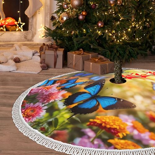 Jupe de sapin de Noël pour cacher le pied avec style et pompons - 8
