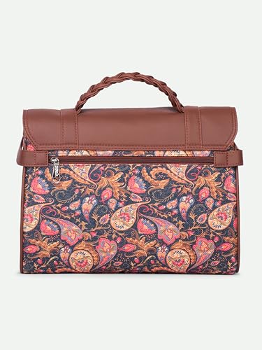 Image of ZOUK Heritage Satchel Bag - Gwalior Weaves | Jute | Vegan Leather Handcrafted With Detachable Sling Strap