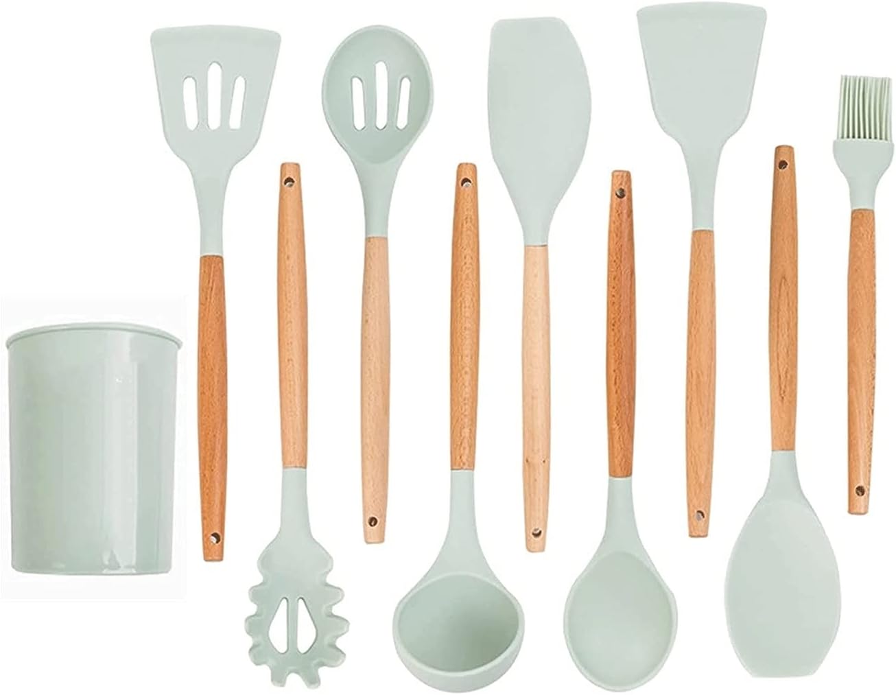 Silicone Cooking Utensils Set,Heat Resistance Non-Stick Kitchen Utensils Set,for Baking,Cooking and Mixing,Kitchen Gadgets (Size : 11pcs B Set) ()