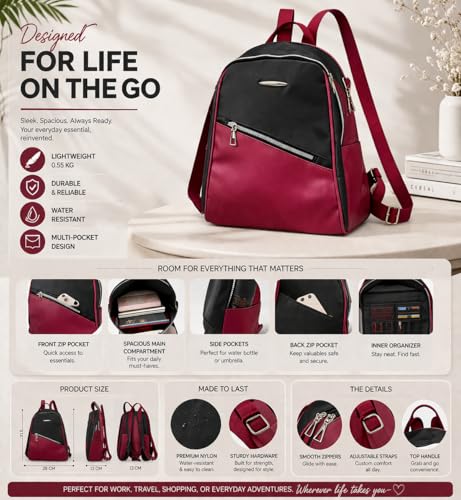 Image of Ethnic Style Waterproof Oxford Backpack for Women & Girls | Fashion Travel Canvas Look Nylon Bag | Large Capacity Printed Laptop Backpack for College