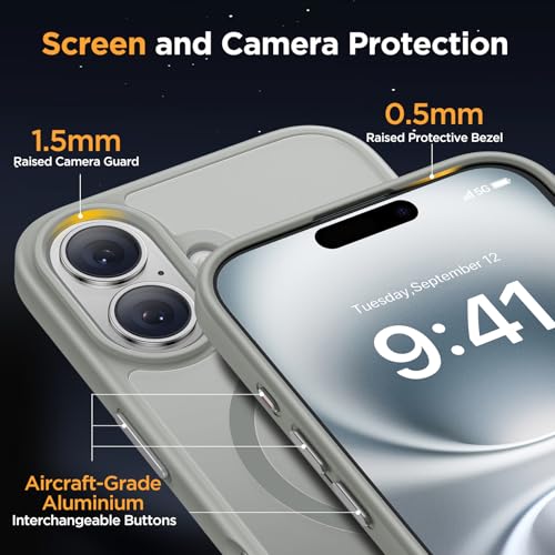Image of Miracase Magnetic Series for iPhone 16 Case [Compatible with MagSafe] Military-Grade Protection, Anti-Fingerprint, Slim Phone Case for iPhone 16 6.1 inch - Grey