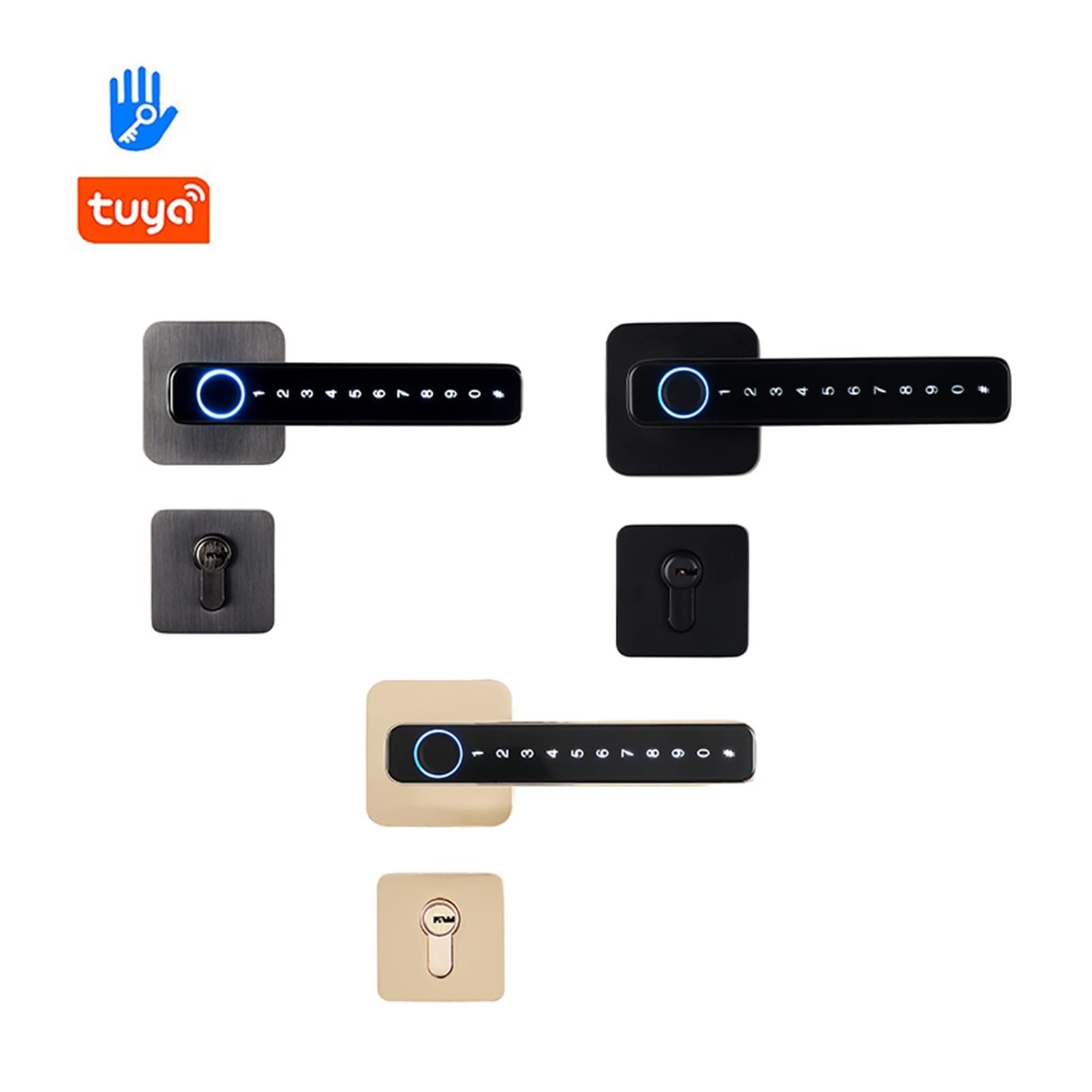 Serratura Smart, Maniglia for porta intelligente Password for impronte digitali Sblocca da remoto Blocco digitale App Tuya Ingresso senza chiave for porte Serratura elettronica intelligente ,Smart Loc