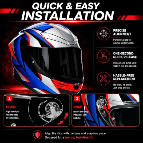 Image of PSLER Shatterproof Motorcycle Helmet Visor for K6 K6s,Dark Black