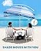 OutdoorMaster Beach Umbrellas for Sand with Sandbag & Anchor, 7.2ft Adjustable Umbrella for Beach Heavy Duty Wind, Portable UPF50+ Sunshade with Carry Bag for Patio, Blue White with Cup Holder
