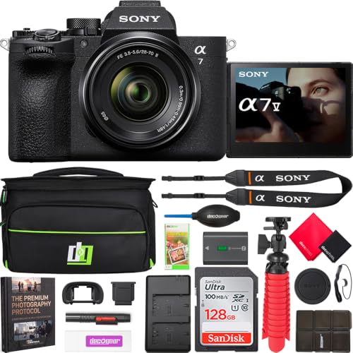 Image of Sony Alpha a7 V Full Frame Mirrorless Camera with 28-70mm II Lens Kit (ILCE-7M5MB), 33MP, AI Autofocus, 4K 120p Video, 7.5 Stop IBIS Bundle with 128GB Memory Card, Deco Gear Camera Case & Accessories