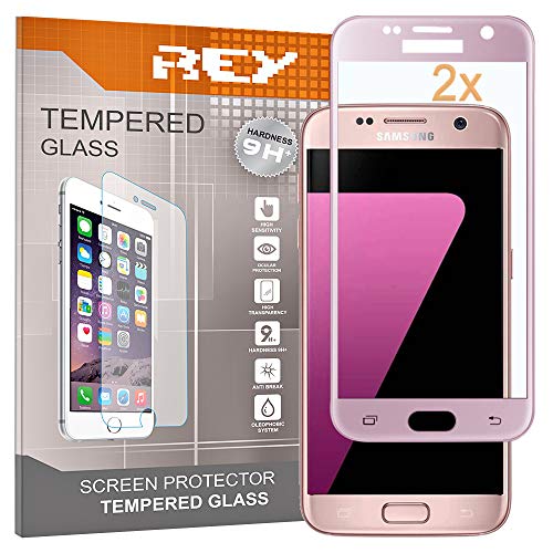 2X Protector de Pantalla 3D para Samsung Galaxy S7 Edge, Rosa, Protección Completa, 3D / 4D / 5D