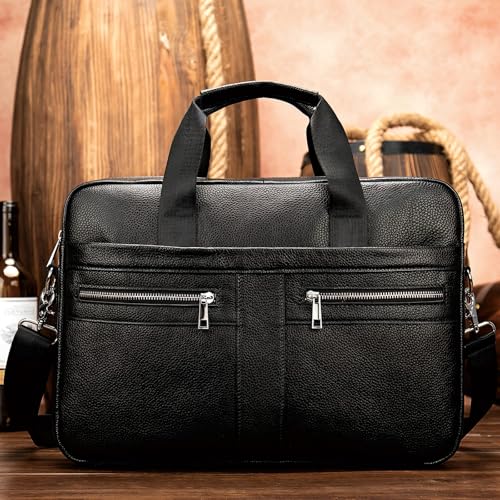 Image of Leather Briefcase for Men, 15.6-16.1 inch Laptop Bag, Vintage Handmade Messenger Bag