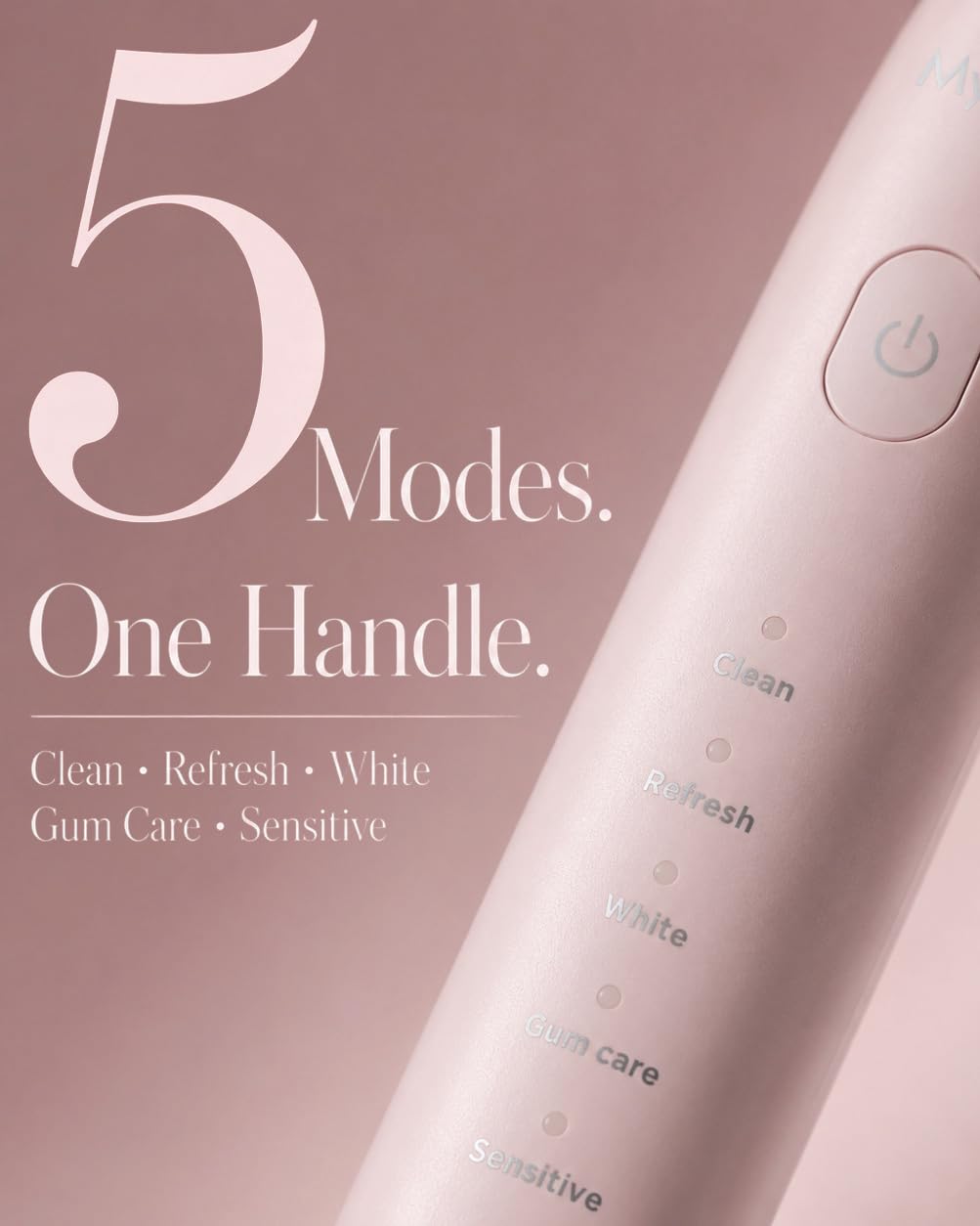 MySmile DY156 Sonic Cepillo de dientes eléctrico para adultos, batería recargable, cepillo de dientes portátil con 3 cabezales de cepillo, 2 minutos y 5 modos, temporizador inteligente, 45000 VPM, una